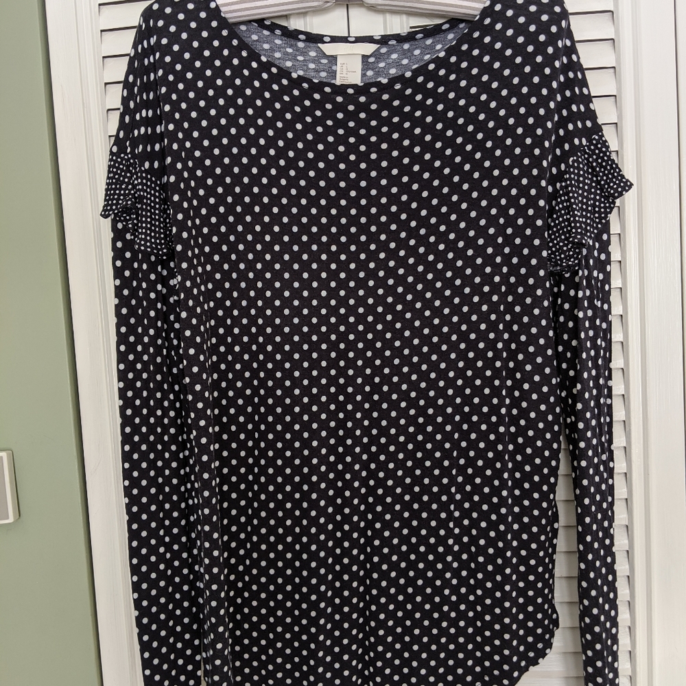 H&M. Black and White polka dot long sleeve